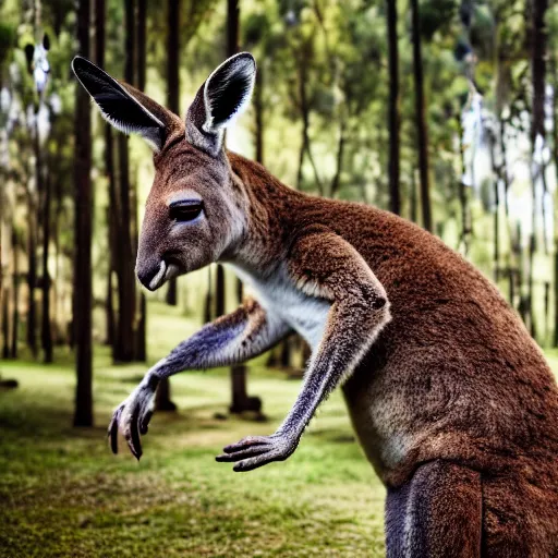 Image similar to dwayne johnson posing with a kangaroo, studio photography, high detail, ultra high detail, 4 k, hdr, 8 k