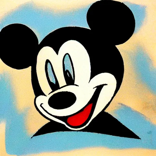 Image similar to mickey mouse on illegal drugs. walt disney original art.