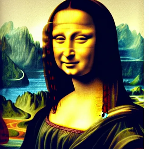 Prompt: Kim Kardashian dressed as the Mona Lisa