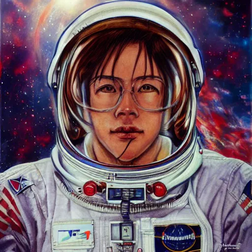 Image similar to Portrait of Astronaut, artwork by Ayami Kojima, deviantart contest winner,