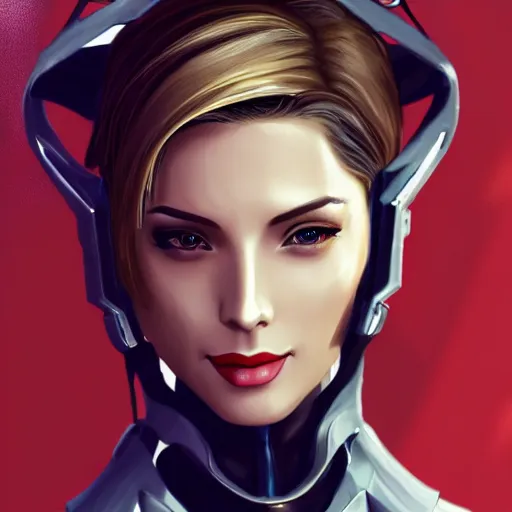 Image similar to A combination of Ada Wong's and Grace Kelly's and Ashley Greene's appearances with blonde hair wearing Warframe armor, high tech, action shot, angular, full body portrait, futuristic, dramatic, fantasy, intricate, elegant, highly detailed, digital painting, artstation, concept art, matte, sharp focus, illustration, 8K, art by Donato Giancola and James Gurney