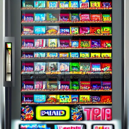 Prompt: dasnai vending machine, jojo bizarre art style, hyper realistic, detailed 4 k,