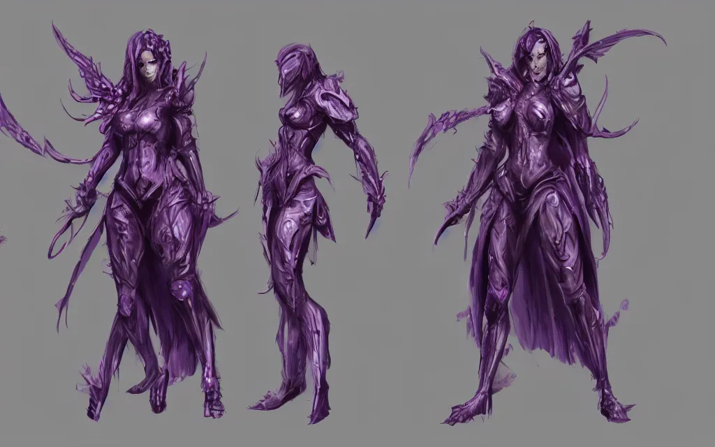 Image similar to valorant, concept art, purple, female, HD,