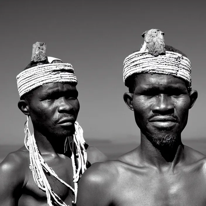 Prompt: an analogue photo of an Tribal Igbo man wearing a cyclops ruby-quartz visor, national geographic, black & white, 35mm, f/1.4,