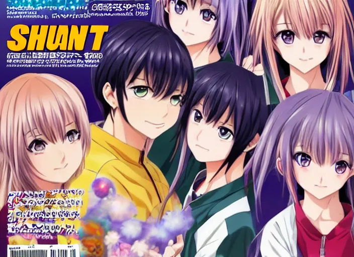 Prompt: ; weekly shonen jump issue 1 4, cover, 2 0 0 0 clannad shuffle toheart event'anime pattern of illustration japanese very very beautiful cute girls doing cute things trending on artstation pixiv makoto shinkai smiling super heterochromia detailed eyes eyebrowless symmetry face visual novel hairpin star