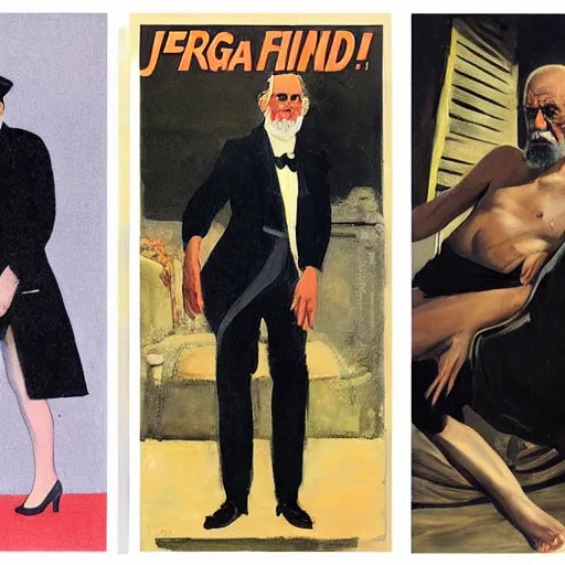 Image similar to sigmund freud as james bond, by robert e. mcginnis, by paula rego, by neo rauch, by eric fischl