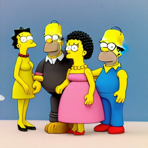 Prompt: the simpsons in claymation style
