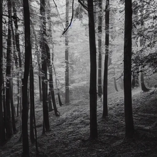 Prompt: light greyscale photograph of a forest