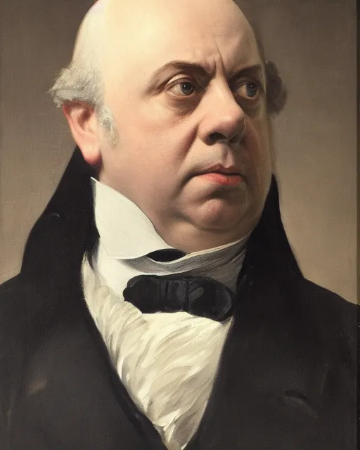 Image similar to upper body portrait of paul giamatti! as united states president john quincy adams, 1 8 2 7, official portrait, oil on canvas by anton otto fischer, trending on artstation