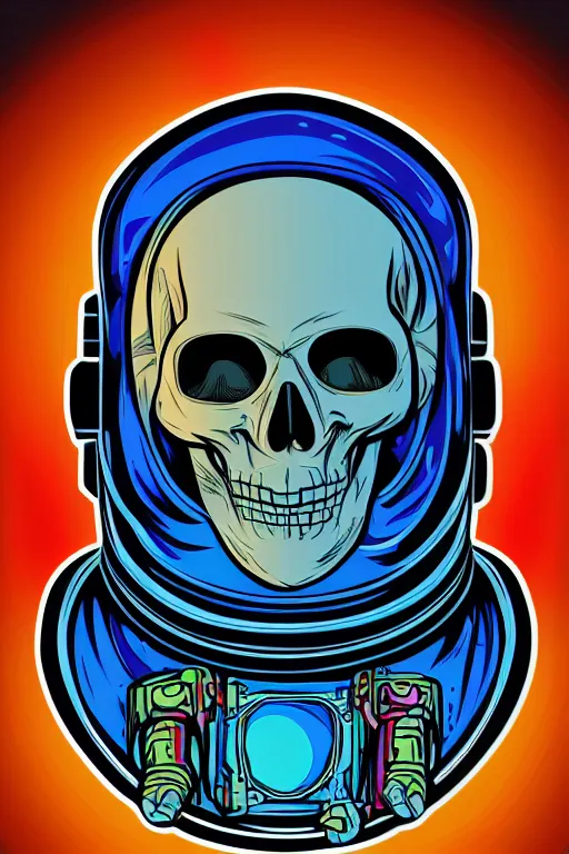 Image similar to portrait of a astronaut skeletor, art by steve simpson, sticker, colorful, illustration, highly detailed, simple, smooth and clean vector curves, no jagged lines, vector art, smooth