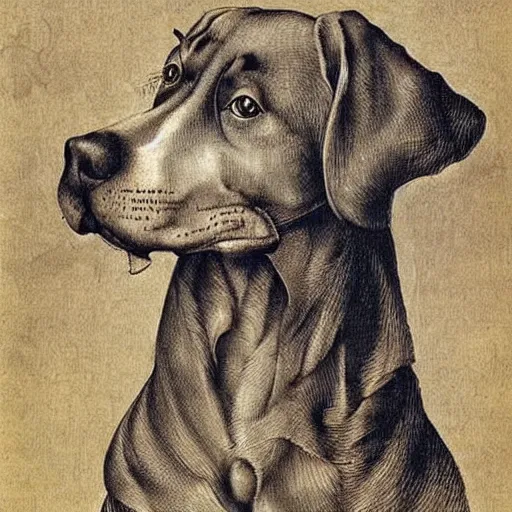 Image similar to a beautiful painting of a dog by albrecht durer