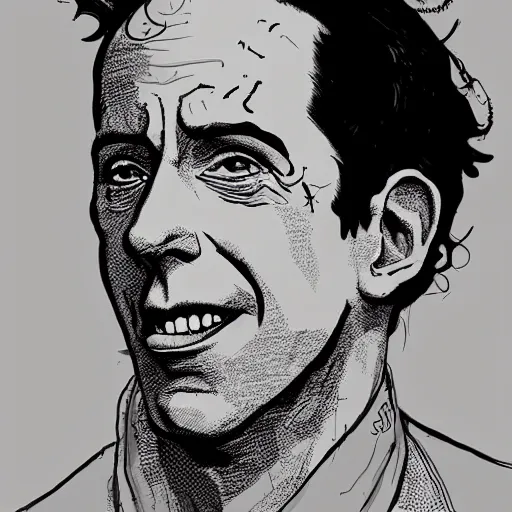 Image similar to a study of cell shaded portrait of jerry seinfeld concept art, llustration, post grunge, concept art by josan gonzales and wlop, by james jean, Victo ngai, David Rubín, Mike Mignola, Laurie Greasley, highly detailed, sharp focus, alien, Trending on Artstation, HQ, deviantart, art by artgem