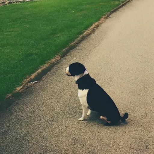 Prompt: a dog contemplating the meaning of life