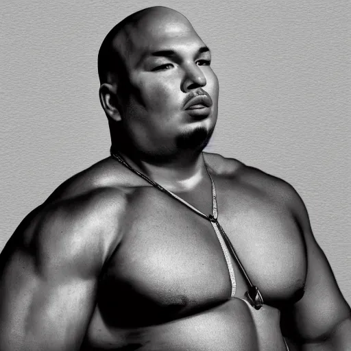 Prompt: fat joe with the physique of a body builder, hyper realistic, ultra detailed, cinematic, dynamic lighting, photorealistic, refined, intricate, digital art, digital painting, masterpiece, 8k