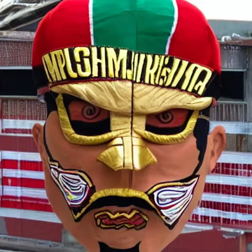 Prompt: Donald trump as an mexican luchador getting deported