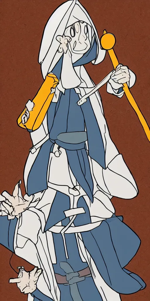 Prompt: the pope drawn by studio trigger, in the style of Little Witch Academia