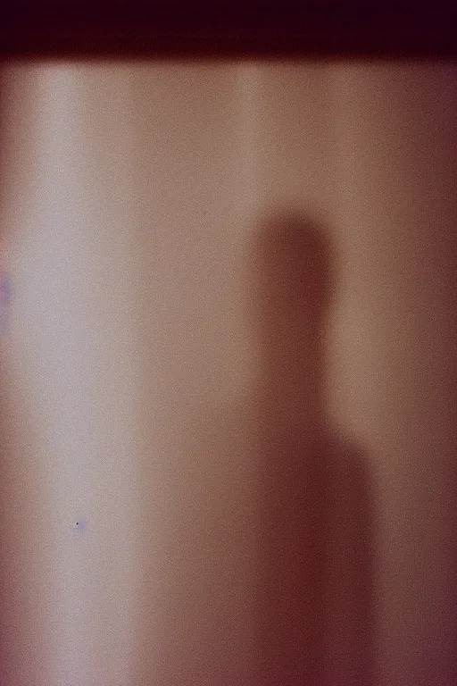 Prompt: kodak portra 4 0 0 photograph of a person peeking through their blinds, close up, telephoto, faded effect, grain,