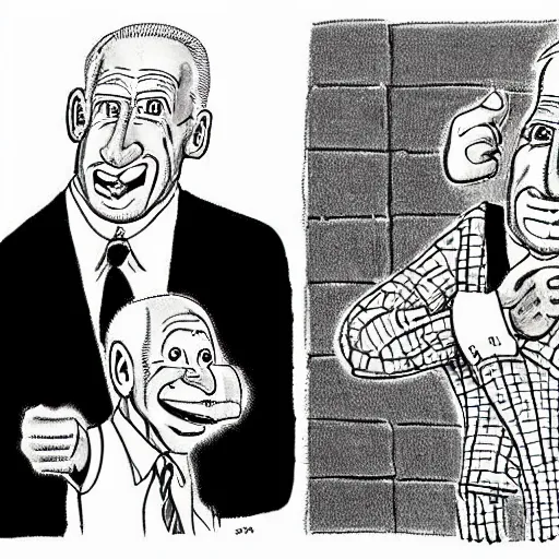 Image similar to Anthony Fauci and Joe Biden cartoon black and white drawing by Gary Larson