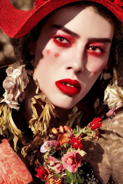 Image similar to dolce & gabbana campaign featuring jar jar binks as a female cowgirl, long eyeslashes, huge juicy lips, big seductive eyes, unprocessed colors, # nofilter, realistic vfx simulation
