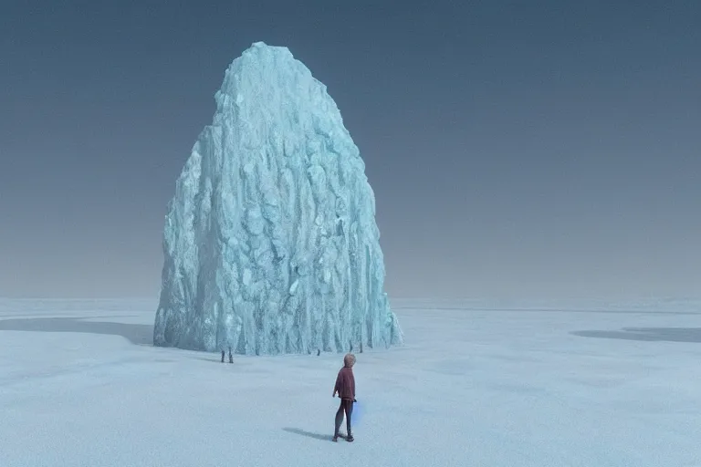 Image similar to a hd render of a surreal frozen landscape, by beeple and zdzisław beksinski