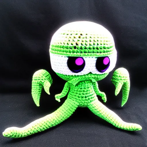 Image similar to anime cthulhu as a crochet doll, anime. studio ghibli