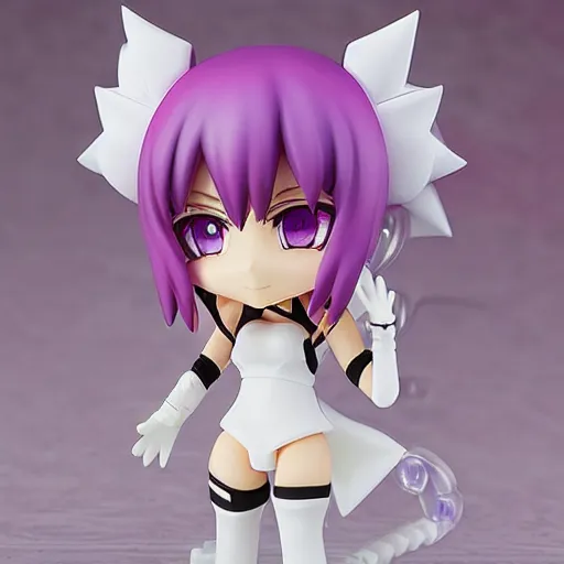 Prompt: neon white video game, neon violet, an anime nendoroid of neon violet, figurine, detailed product photo