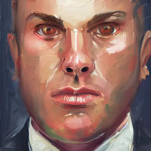 Image similar to a painting of a man in a suit and tie, a character portrait by sam spratt, behance contest winner, figurative art, speedpainting, digital painting, academic art