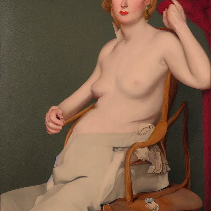 Prompt: a painting by john currin