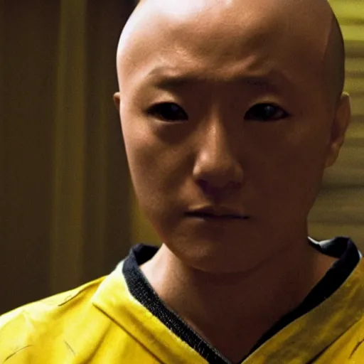 Image similar to film still of saitama from kill bill