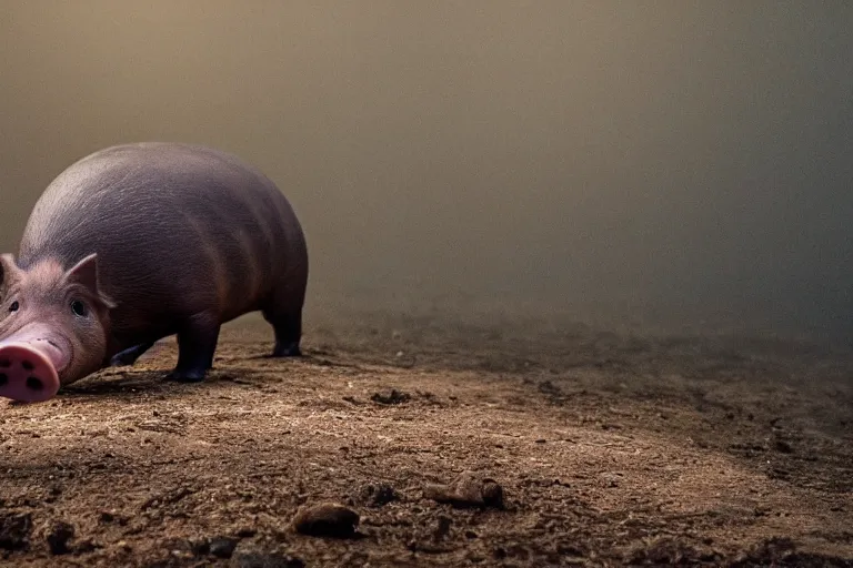 Image similar to a pig platypus!!! hybrid! hyper realistic!! realistic lighting!! wildlife photographer of the year!!! bold natural colors, national geographic, hd, wide angle, 8 k