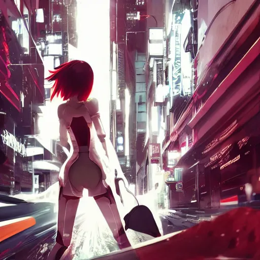 cyberpunk anime girl flip skateboard, sport, neonpunk,, Stable Diffusion