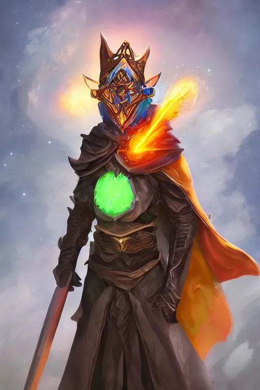 Image similar to meteor mashing masked mage, fantasy, magic, digital art, trending on artstation, professional illustration, ultra detailed, celshaded