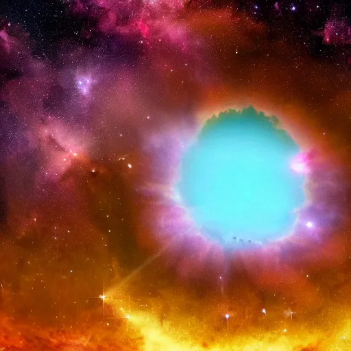 Prompt: elemental nebula encasing a planet