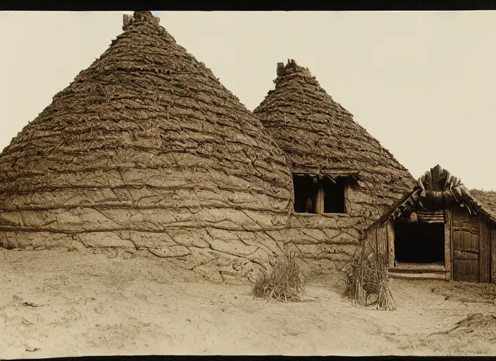 Image similar to Photograph of a hexgonal navajo hogan house, with dirt walls and roof, albumen silver print, Smithsonian American Art Museum