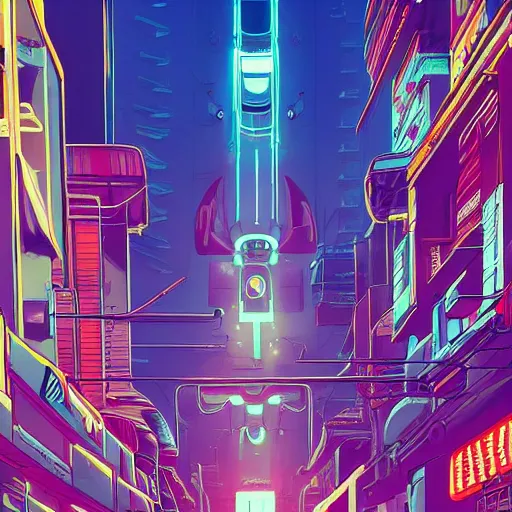 Prompt: astronaut cyberpunk surreal upside down city neon lights moebius