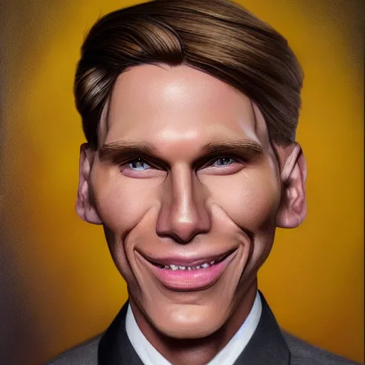 Image similar to Caricature portraits done of Jerma, realistic, hyperrealistic, very realistic, highly detailed, very detailed, extremely detailed, detailed, oil painting, digital art, trending on artstation