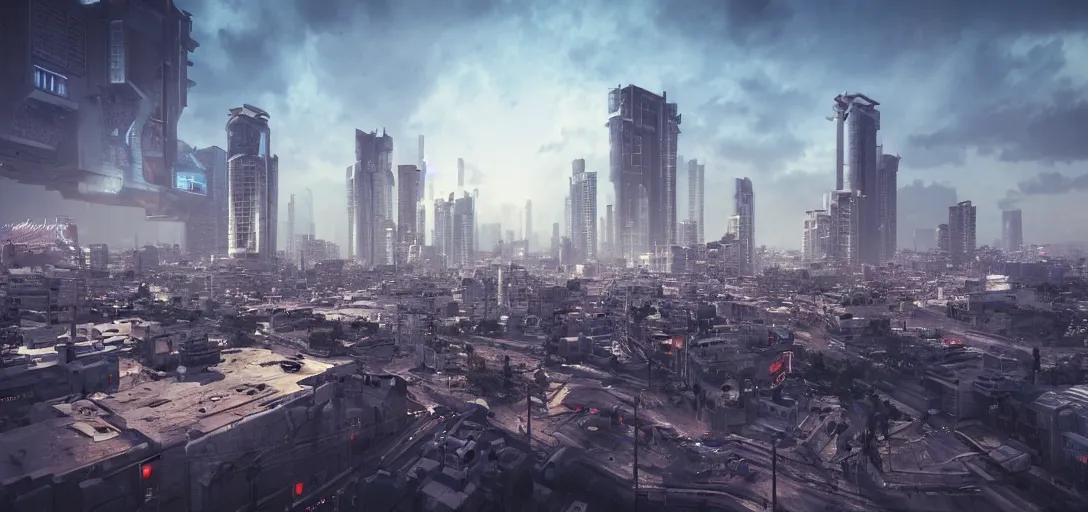 Image similar to tel aviv as an utopian cyberpunk city epic sky photography octane render hyper realistic detailed