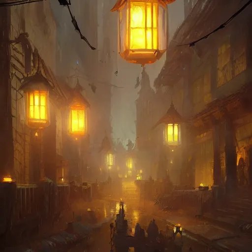 Prompt: concept art, lanterns, 8 k, by james gurney, greg rutkowski, john howe, artstation