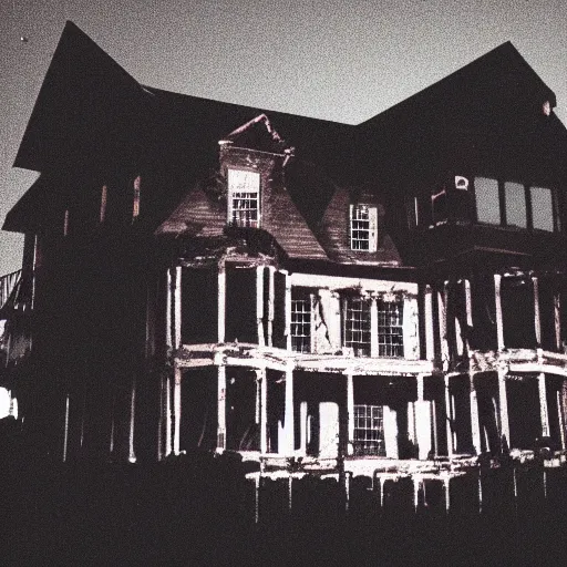 Image similar to exterior of a haunted house, late at night