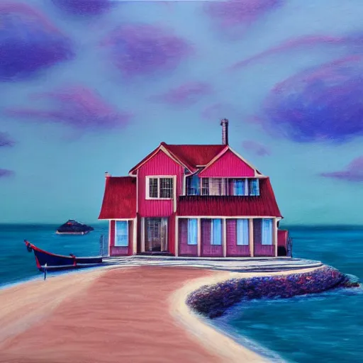 Image similar to house by the seaside, art, digital, painting, bloom, 8 k, hyperrealistic, photo