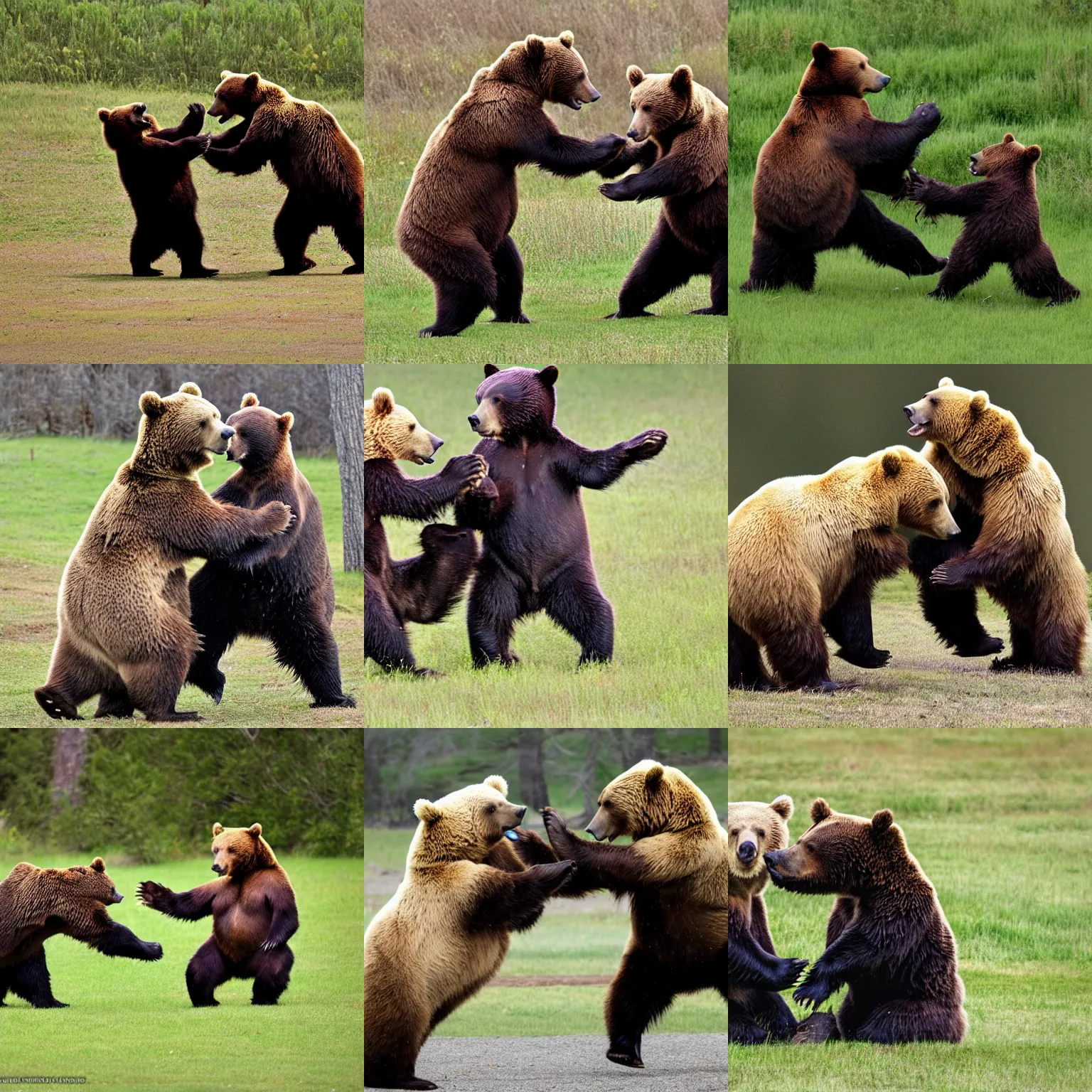 Prompt: two bears fighting