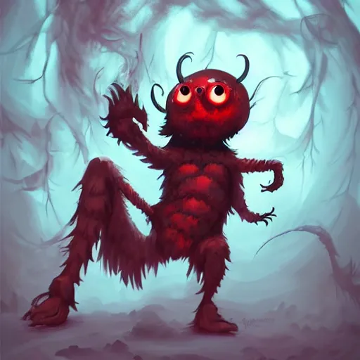 Image similar to ladybug as a monster, fantasy art style, scary atmosphere, nightmare - like dream ( animation style )