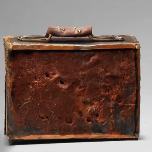 Prompt: a rock in a briefcase