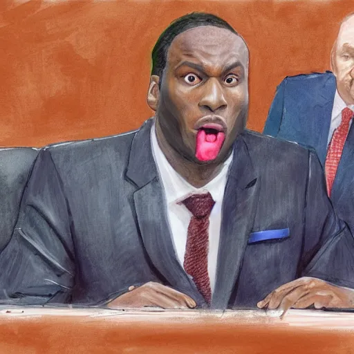 Image similar to saul goodman defending KSI in court, high definition, photorealistic, high detail, 8k, hdr,