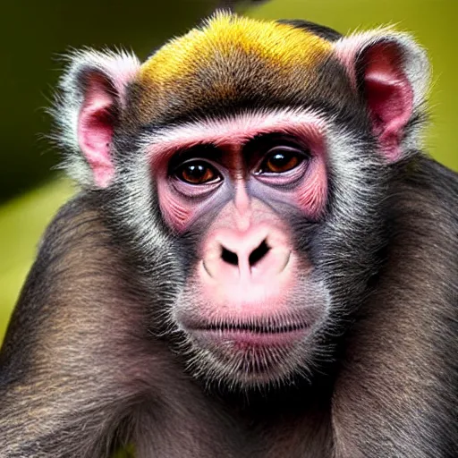 Prompt: monkey pig hybrid, bold natural colors, national geographic photography, masterpiece, full shot