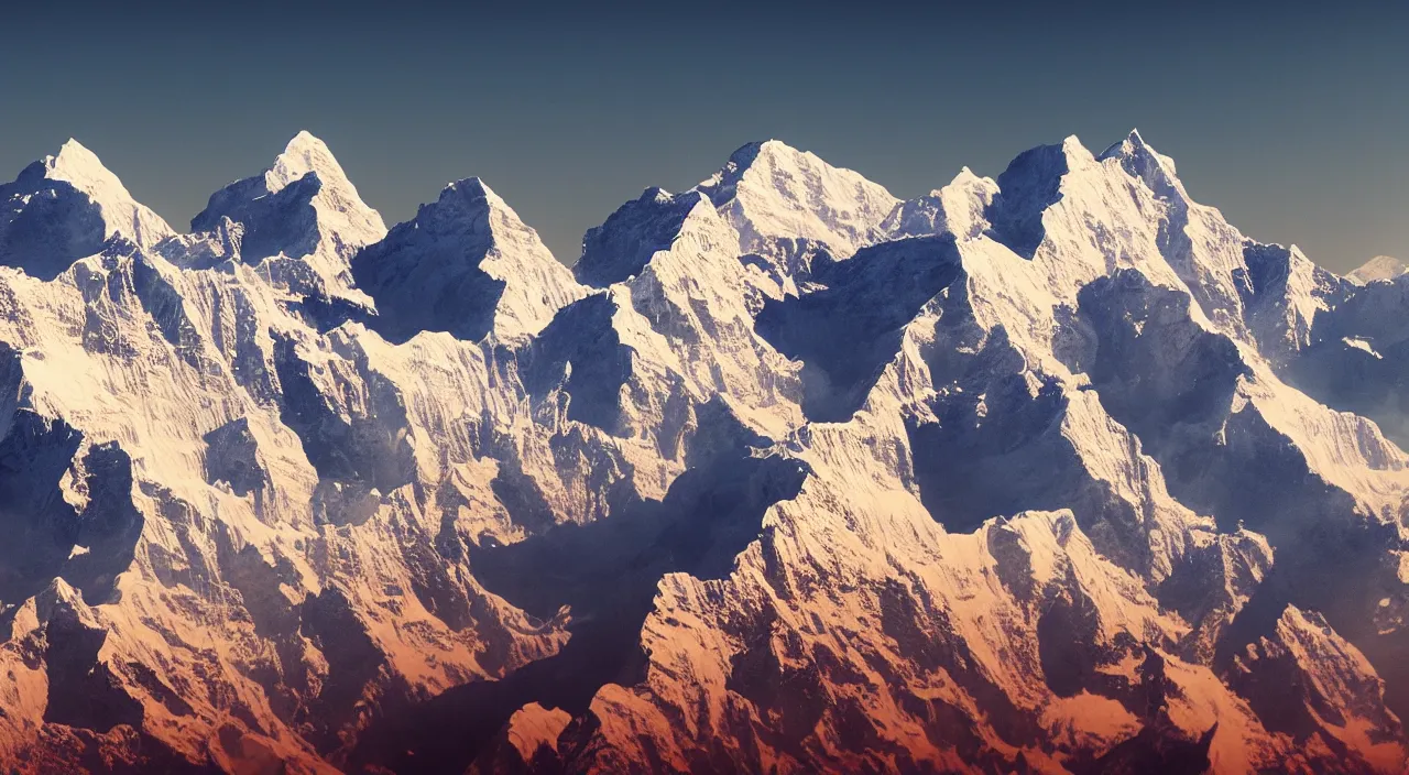 Image similar to album art of the himalayan mountains, digital art, trending on artstation, 4 k, reddit