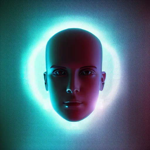 Image similar to cool futuristic ai profile picture lasers robots blade runner technology hologram