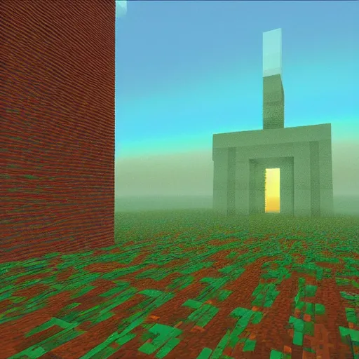 Image similar to zdzisław beksinski minecraft