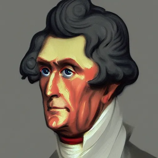 Prompt: portrait of thomas jefferson, grand wizard of the golden fleece, ukiyo - no oshisaka style painting, trending on artstation