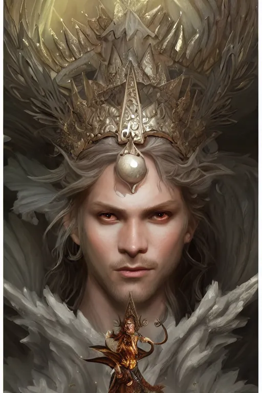 Prompt: fairy king, highly detailed, d & d, fantasy, highly detailed, digital painting, trending on artstation, concept art, sharp focus, illustration, global illumination, ray tracing, realistic shaded, art by artgerm and greg rutkowski and fuji choko and viktoria gavrilenko and hoang lap,